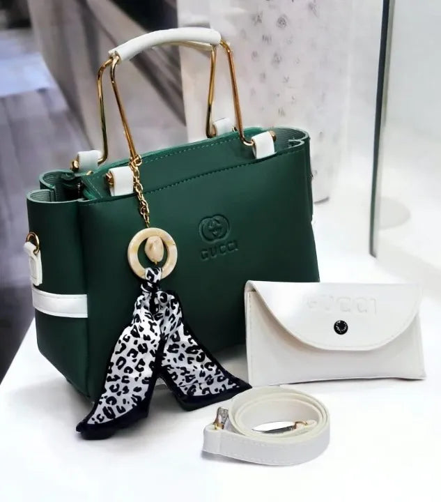 Ladies Handbag With Matching Small Pouch - Elegant Design & Premium Quality | 3-in-1 Set