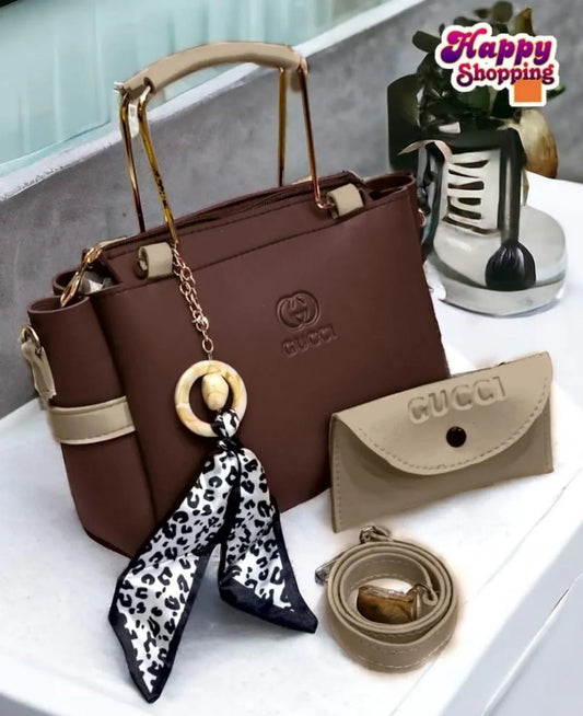 Ladies Handbag With Matching Small Pouch - Elegant Design & Premium Quality | 3-in-1 Set