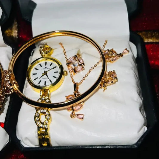 Ladies Watch With Jewellery & Bangle Set - Elegant, Stylish & Timeless Design | Complete Gift Box