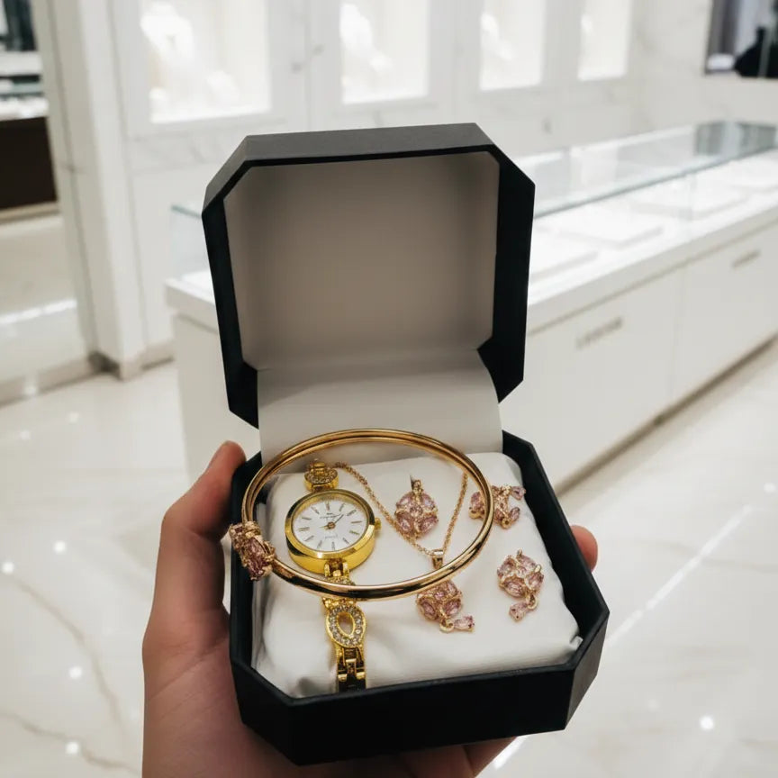 Ladies Watch With Jewellery & Bangle Set - Elegant, Stylish & Timeless Design | Complete Gift Box