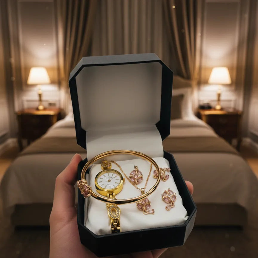 Ladies Watch With Jewellery & Bangle Set - Elegant, Stylish & Timeless Design | Complete Gift Box