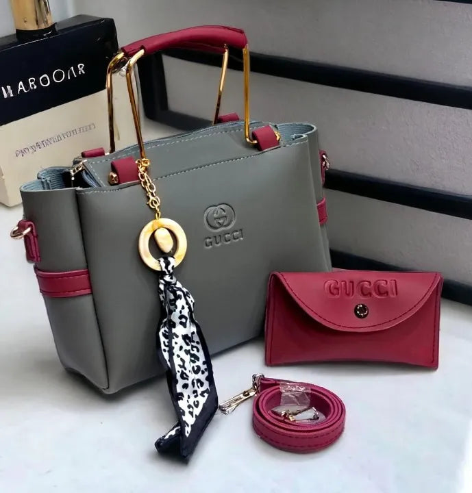 Ladies Handbag With Matching Small Pouch - Elegant Design & Premium Quality | 3-in-1 Set