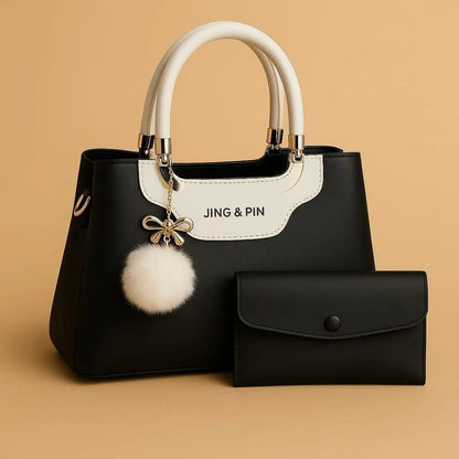 Premium 'JING & PIN' Ladies Handbag Collection - Luxury 3-in-1 Set with Clutch & Shoulder Strap