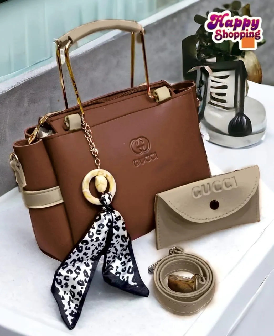 Ladies Handbag With Matching Small Pouch - Elegant Design & Premium Quality | 3-in-1 Set