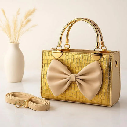 Crocodile Bow Handbag - Elegant, Stylish & Durable Design | Premium Vegan Leather
