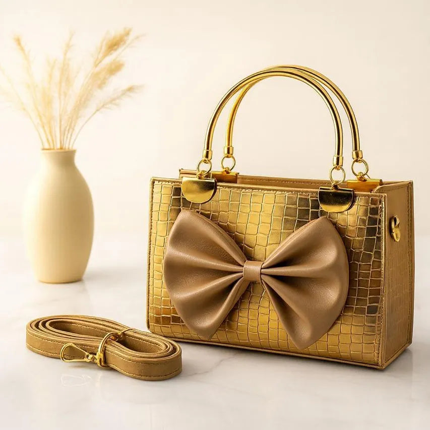 Crocodile Bow Handbag - Elegant, Stylish & Durable Design | Premium Vegan Leather