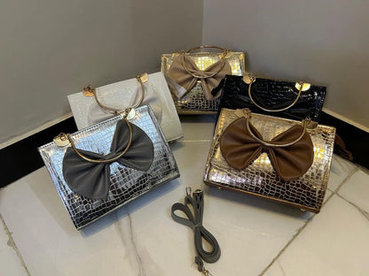 Crocodile Bow Handbag - Elegant, Stylish & Durable Design | Premium Vegan Leather