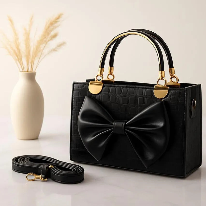 Crocodile Bow Handbag - Elegant, Stylish & Durable Design | Premium Vegan Leather