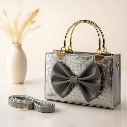 Crocodile Bow Handbag - Elegant, Stylish & Durable Design | Premium Vegan Leather