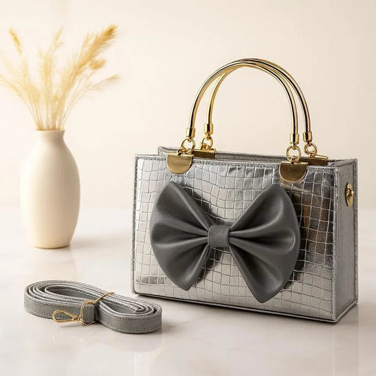 Crocodile Bow Handbag - Elegant, Stylish & Durable Design | Premium Vegan Leather